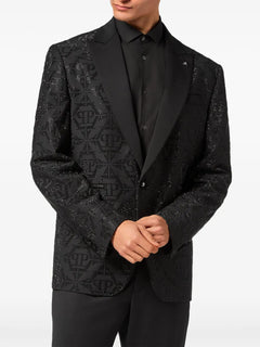 Hexagon crystal-embellished blazer