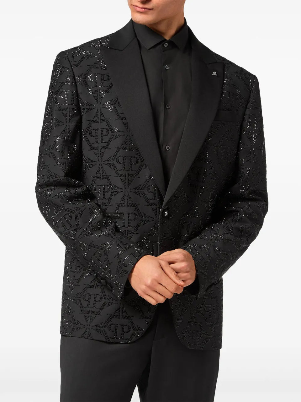 Hexagon crystal-embellished blazer