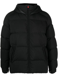 logo-patch quilted hooded jacket