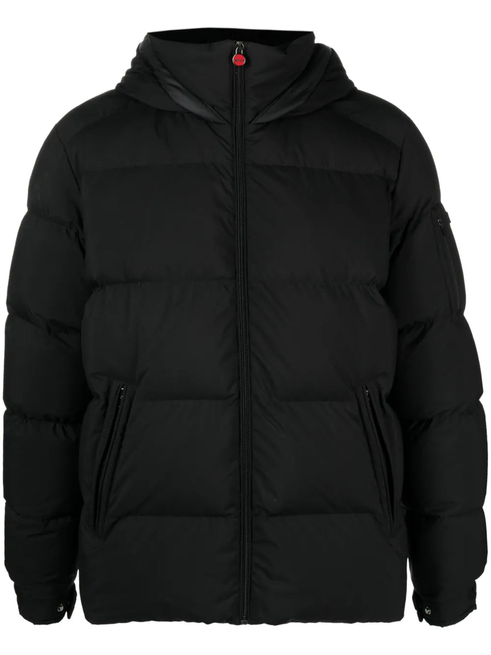 logo-patch quilted hooded jacket