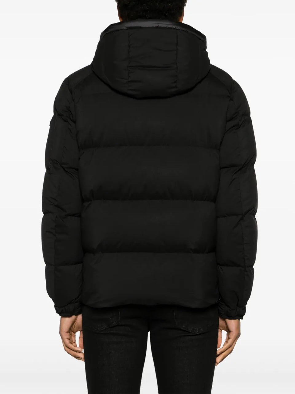 logo-patch quilted hooded jacket