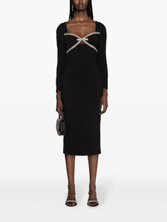 bow-detail crepe midi dress