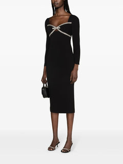 bow-detail crepe midi dress