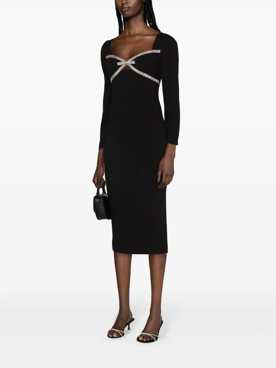 bow-detail crepe midi dress