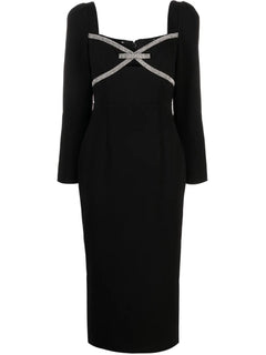bow-detail crepe midi dress