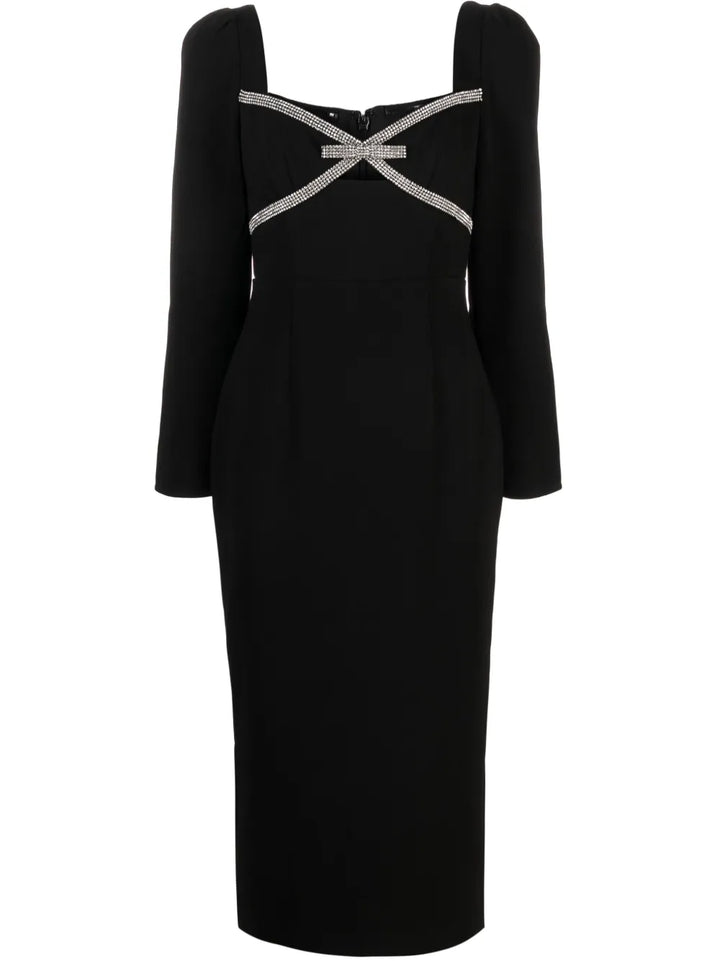 bow-detail crepe midi dress