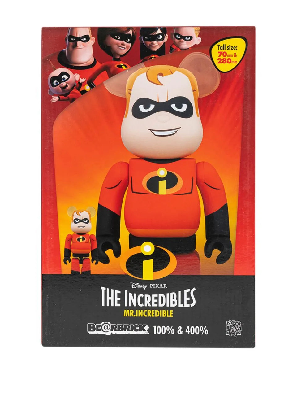 x Disney Pixar Mr. Incredible BE@RBRICK 100% and 400% figure set