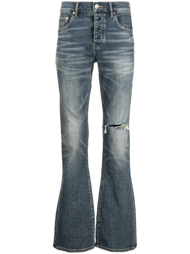 P004 low-rise flared jeans