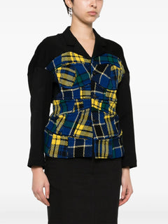 1999 tartan-pattern patchwork jacket
