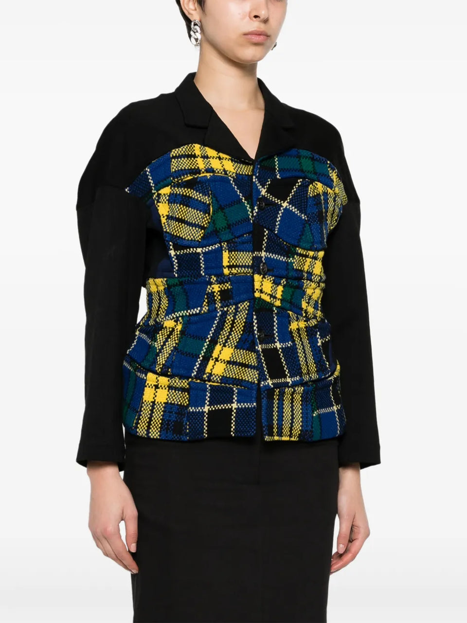 1999 tartan-pattern patchwork jacket