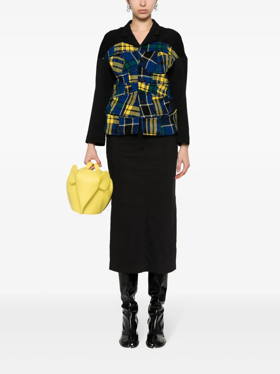 1999 tartan-pattern patchwork jacket