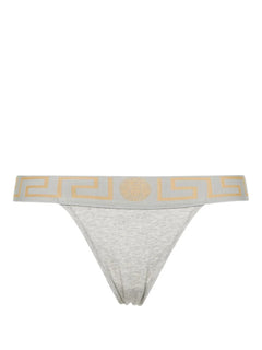 Greca-waistband jersey thong