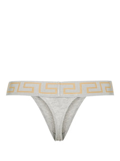 Greca-waistband jersey thong