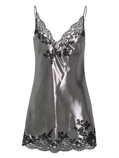 lace-trim lurex slip dress