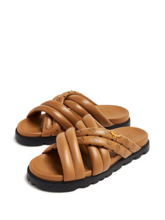 Visetos-print crossover leather slides