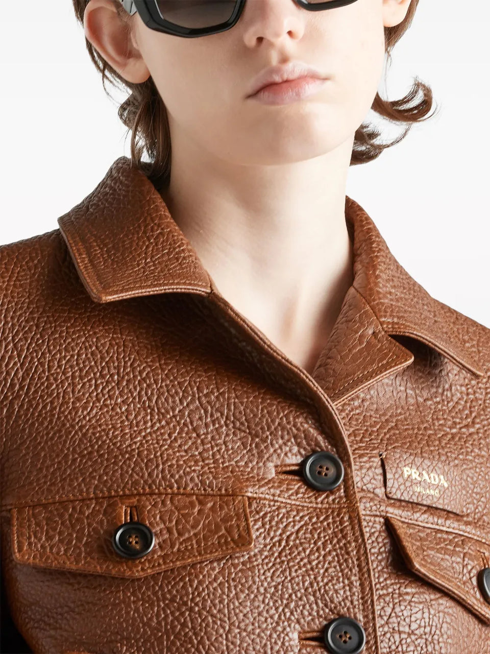 crocodile-embossed leather jacket