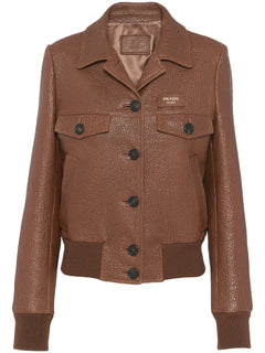 crocodile-embossed leather jacket