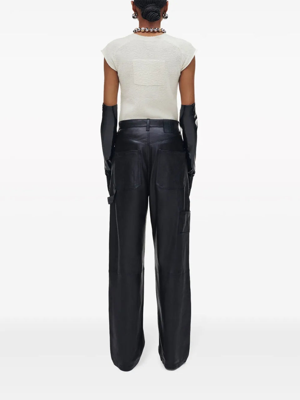 wide-leg leather trousers