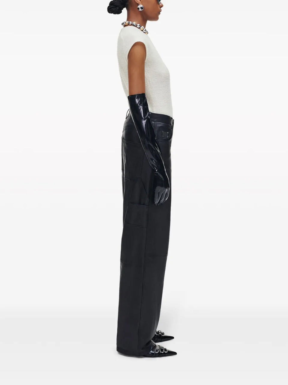 wide-leg leather trousers