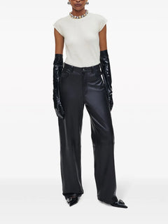 wide-leg leather trousers