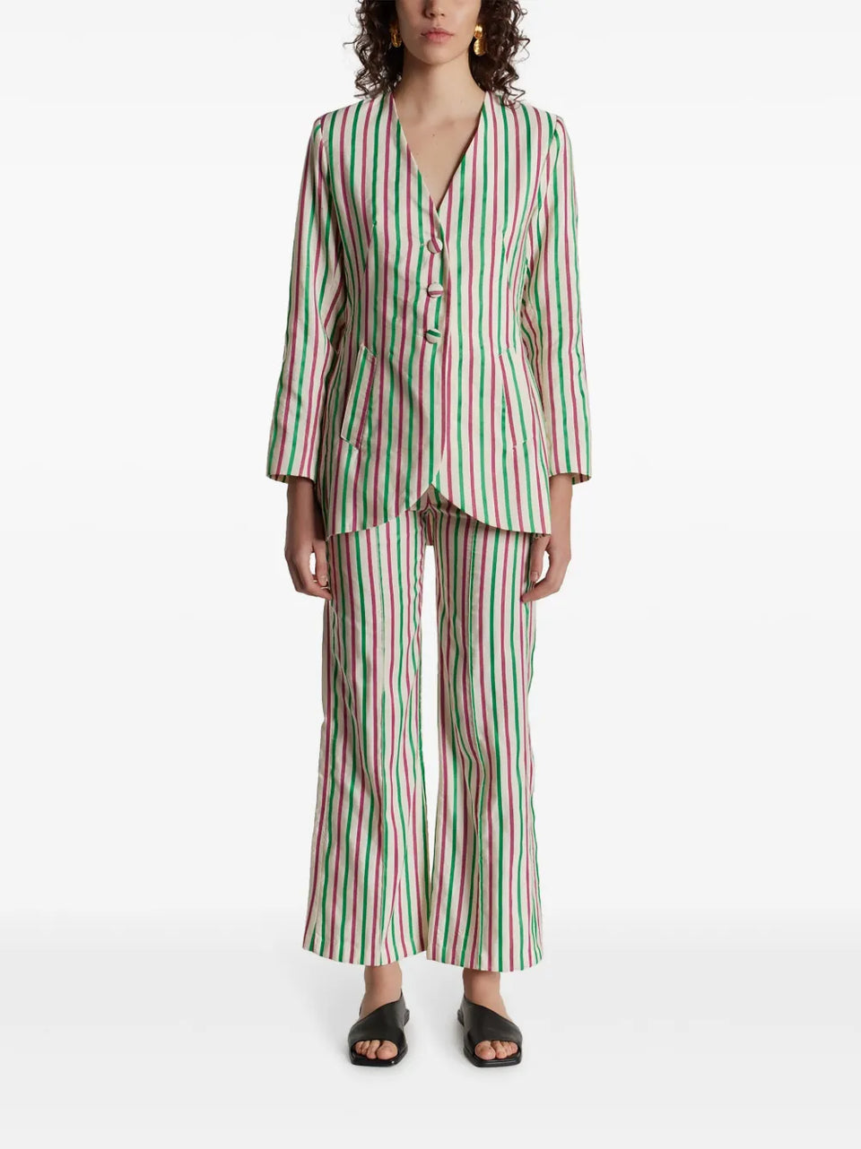 Yoshi striped pattern trousers