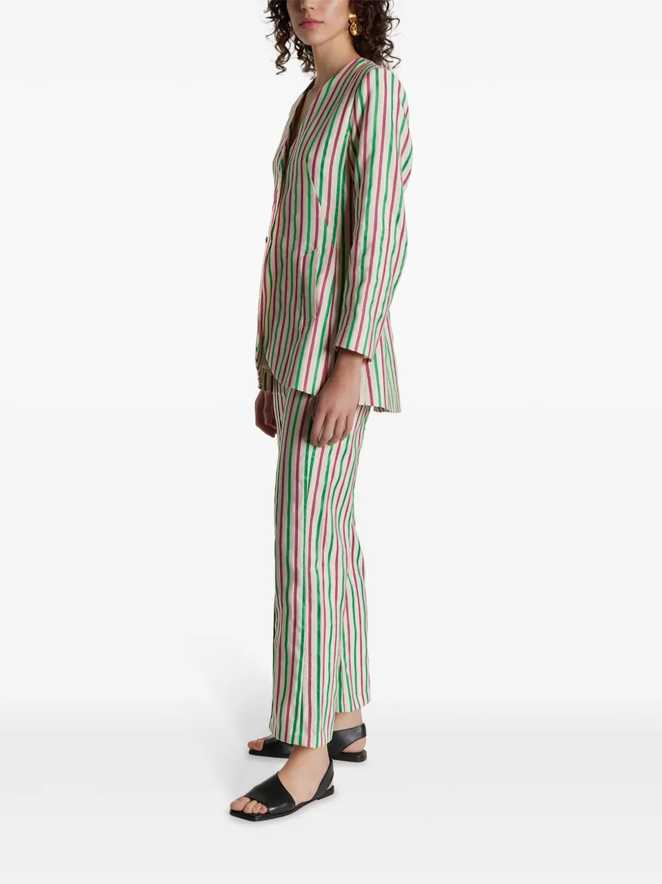 Yoshi striped pattern trousers