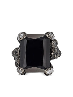 18kt white gold Black Diamond Cinderella cocktail ring