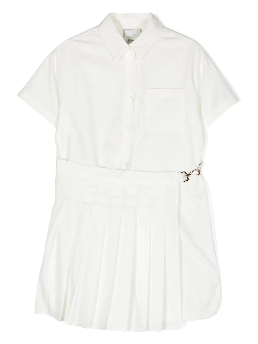 pleat-detail cotton shirtdress