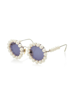 1993 pearl-trim round-frame sunglasses
