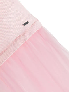 tulle-panel ribbed skirt