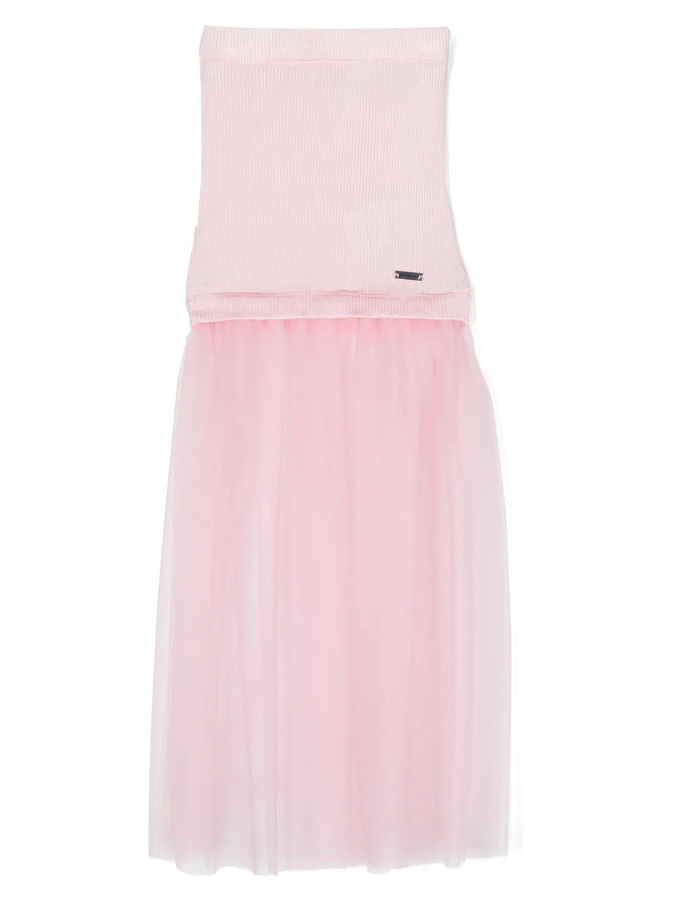 tulle-panel ribbed skirt