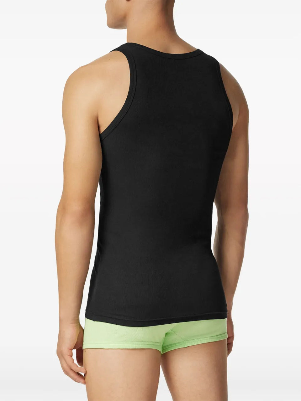 logo-embroidered ribbed tank top