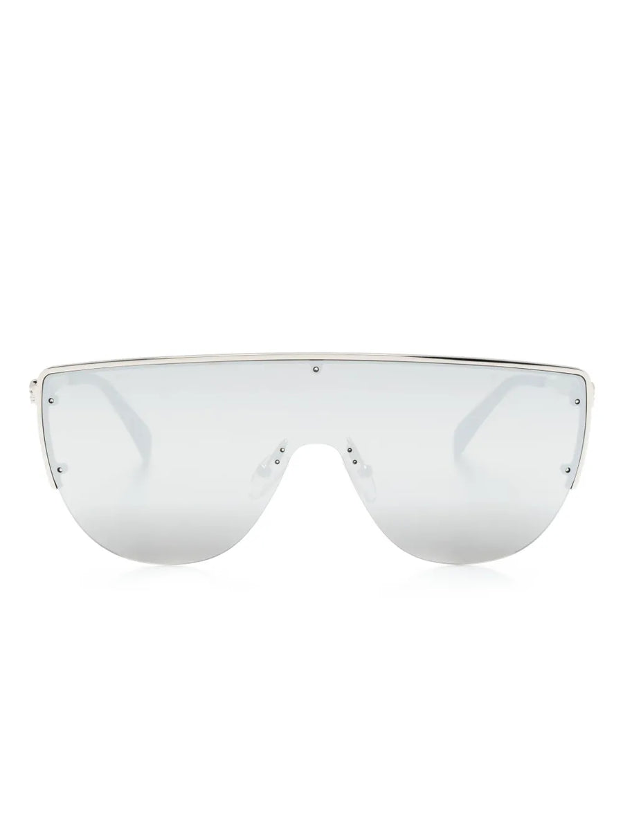 skull-stud shield-frame sunglasses