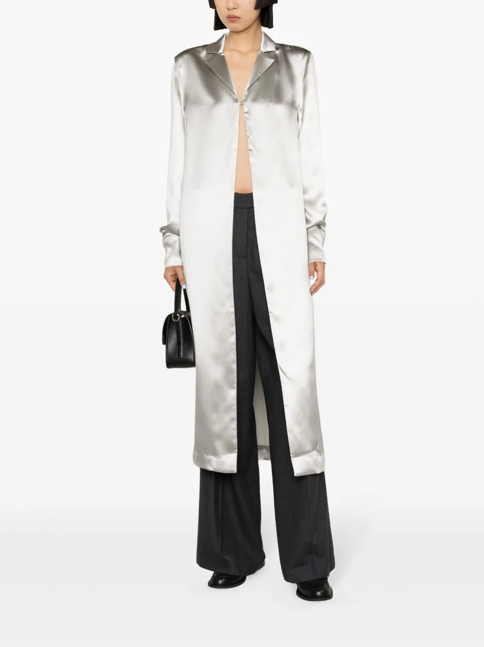 satin silk-blend long shirt
