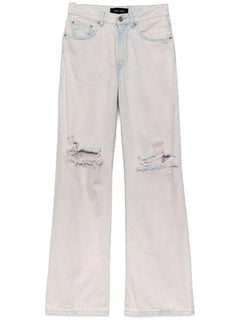 wide-leg ripped jeans