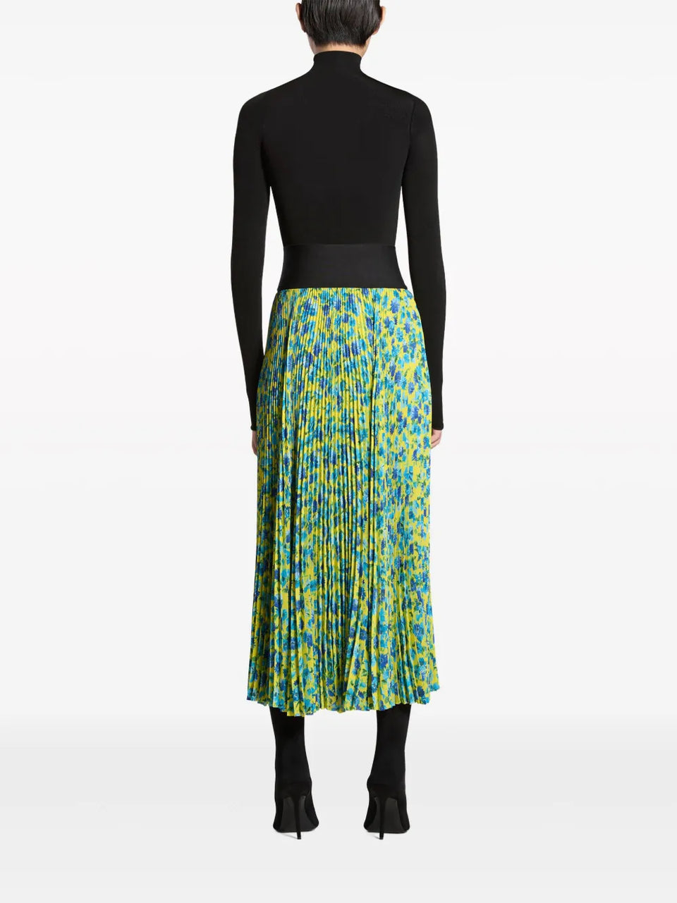 floral-print pleated midi skirt