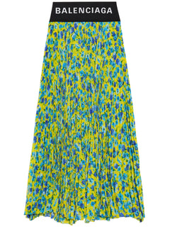 floral-print pleated midi skirt
