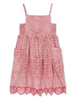heart-print cotton midi dress