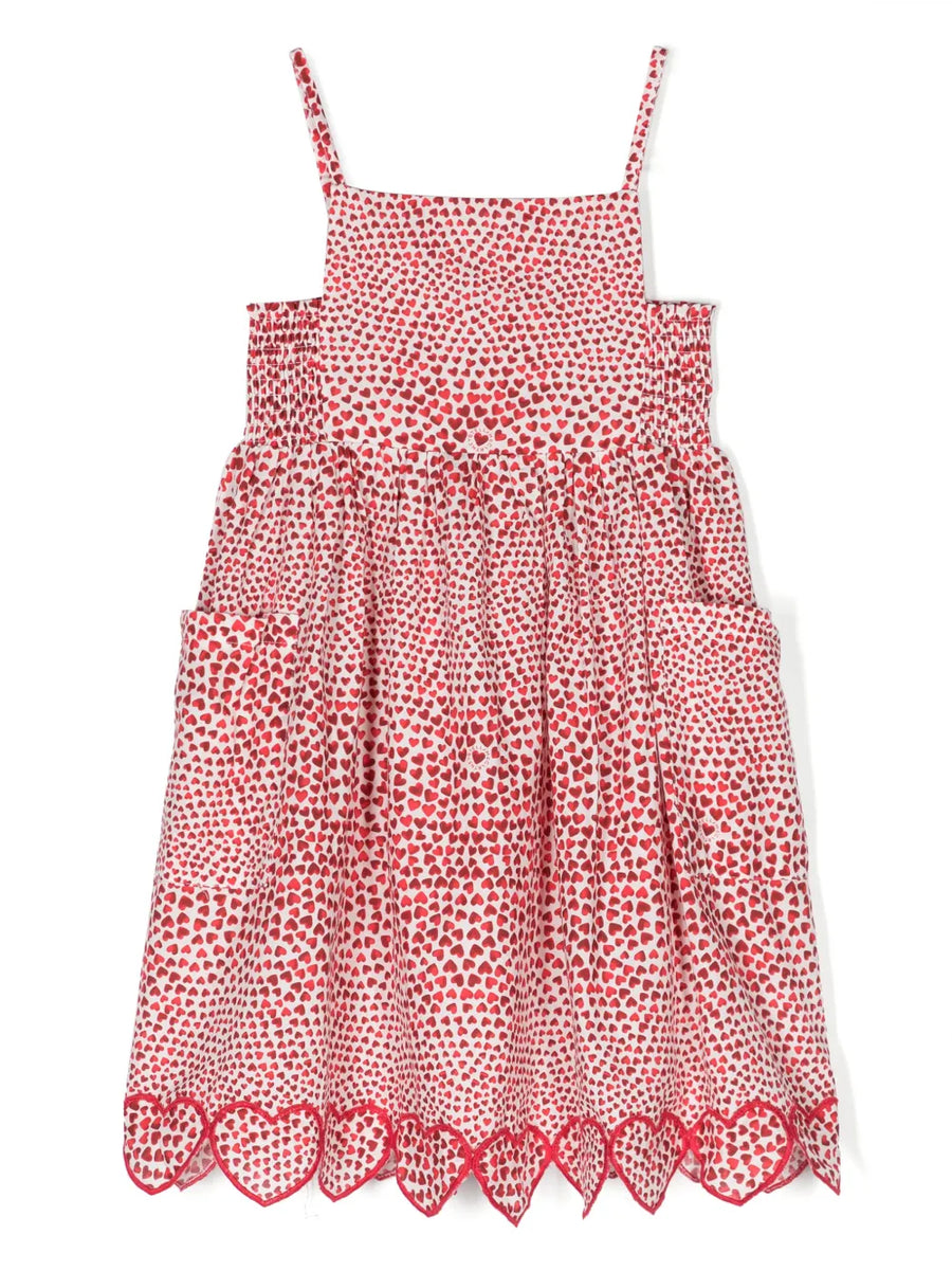heart-print cotton midi dress