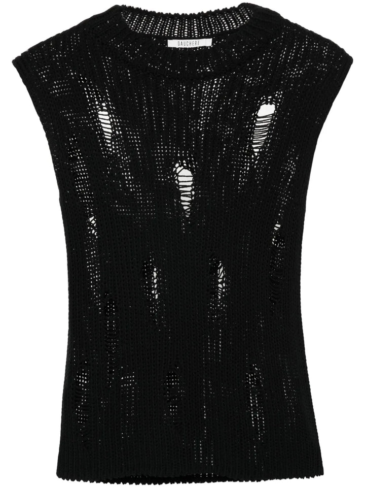 distressed cotton vest