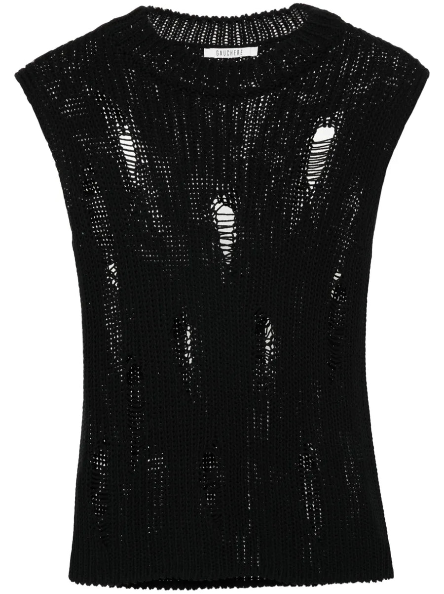 distressed cotton vest