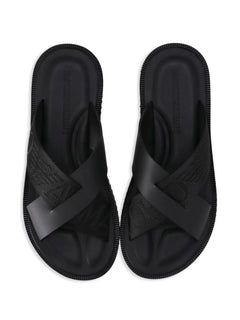 logo-strap leather sandals