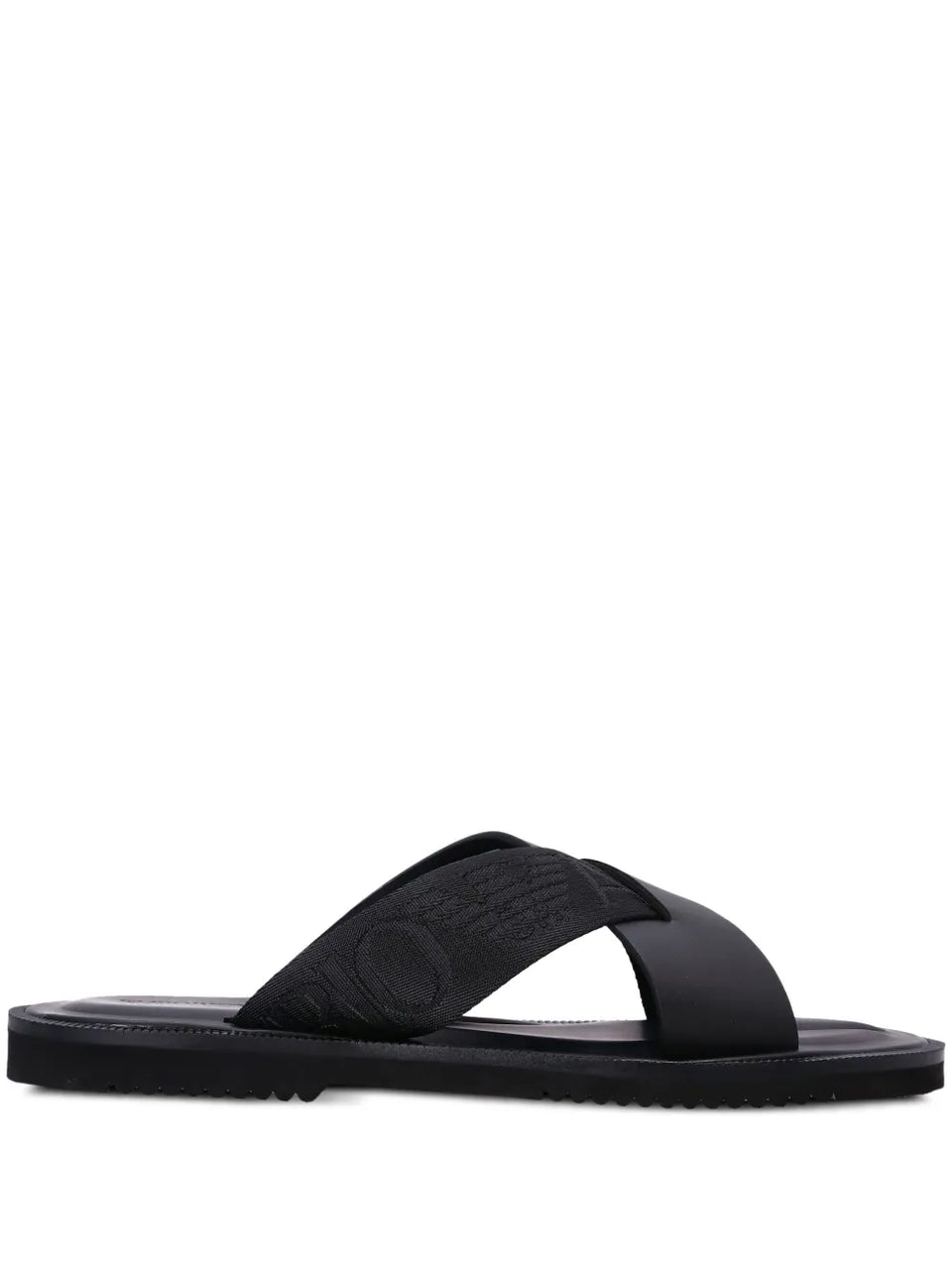logo-strap leather sandals
