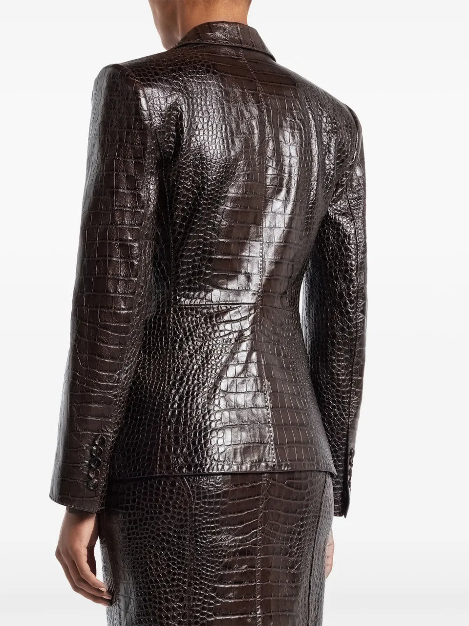 snakeskin-effect leather blazer