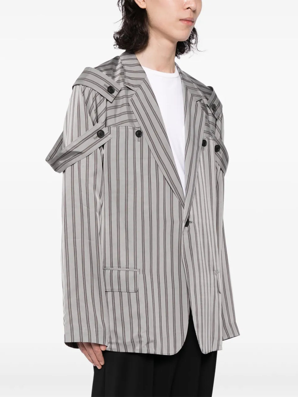 epaulette-detail pinstripe blazer