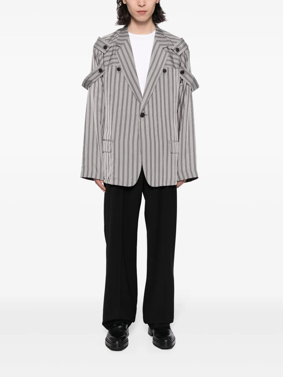 epaulette-detail pinstripe blazer