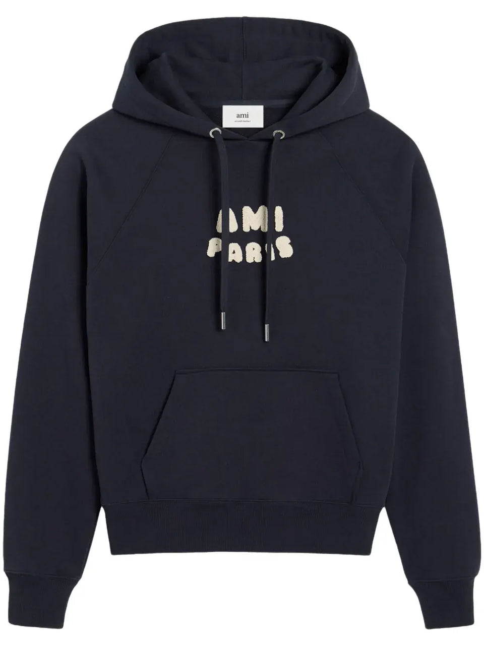 AMI Paris logo-print Hoodie navy blue