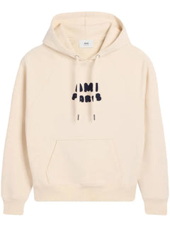 AMI Paris logo-appliqué Hoodie light beige