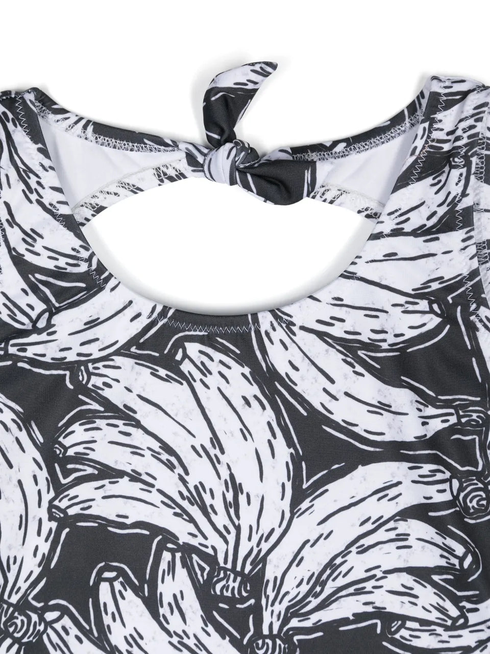 banana-print open-back swimsuit