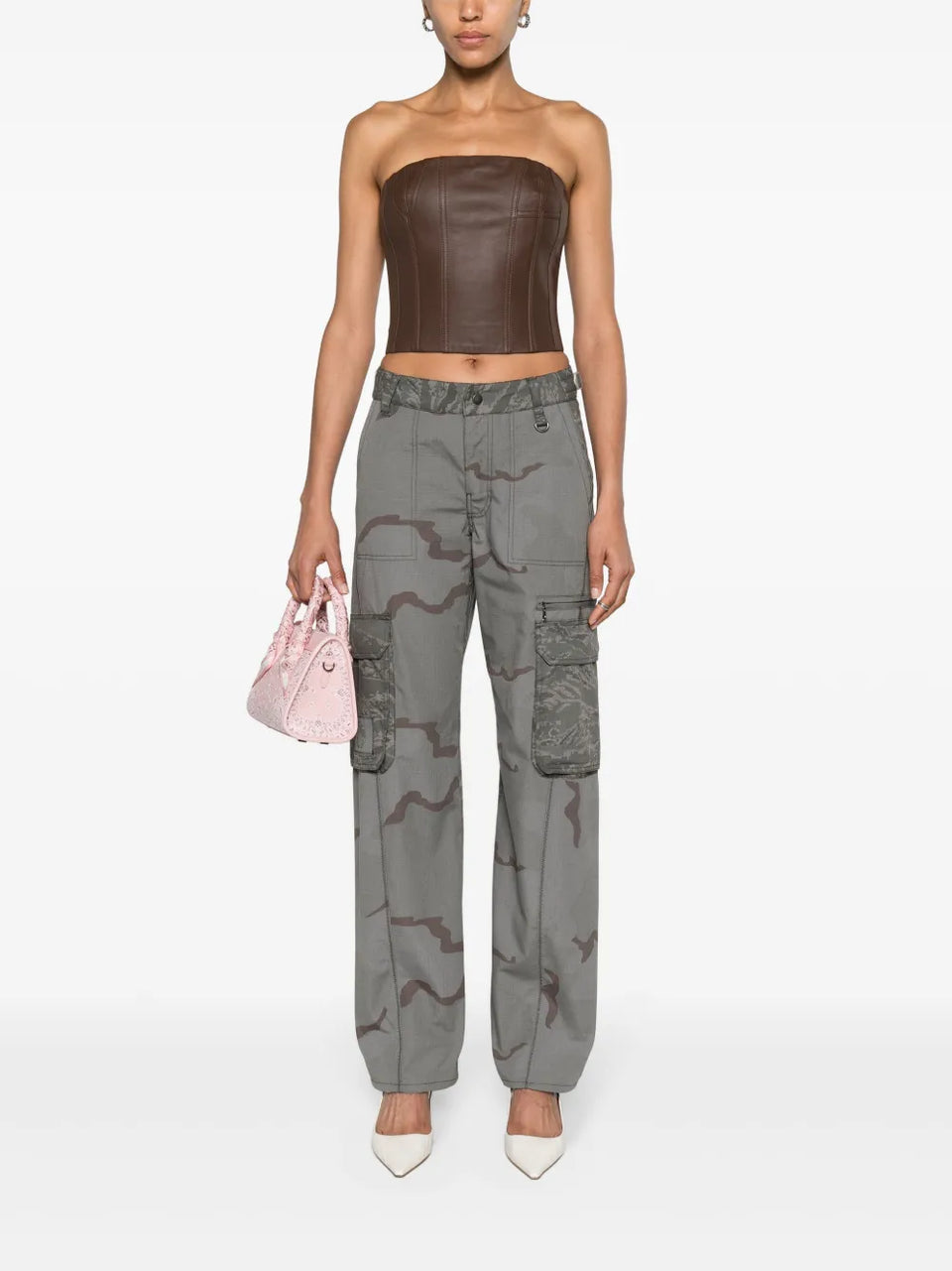 bustier-style leather top